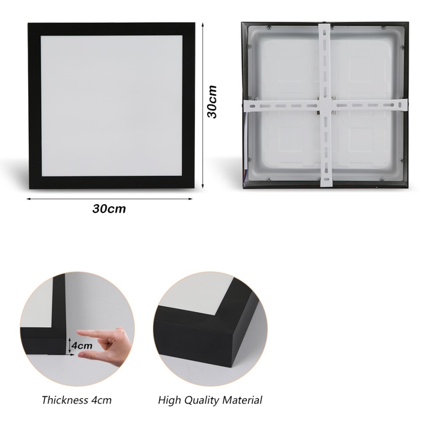 Brilagi - LED Плафон за баня FRAME LED/24W/230V 30x30 см 3000/4000/6000K IP44 черен