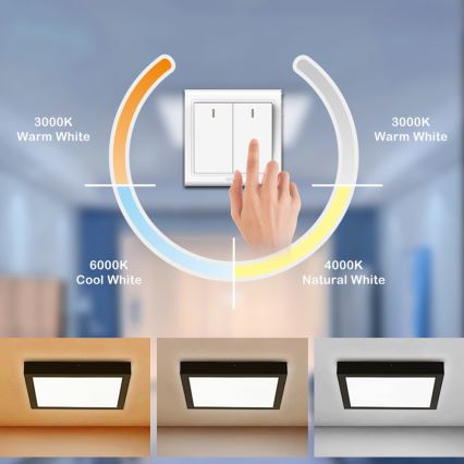 Brilagi - LED Плафон за баня FRAME LED/24W/230V 30x30 см 3000/4000/6000K IP44 черен