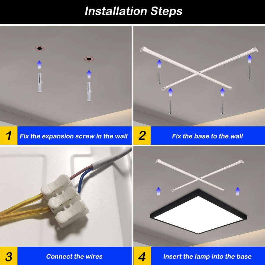 Brilagi - LED Плафон за баня FRAME LED/50W/230V 60x60 см 3000/4000/6000K IP44 черен