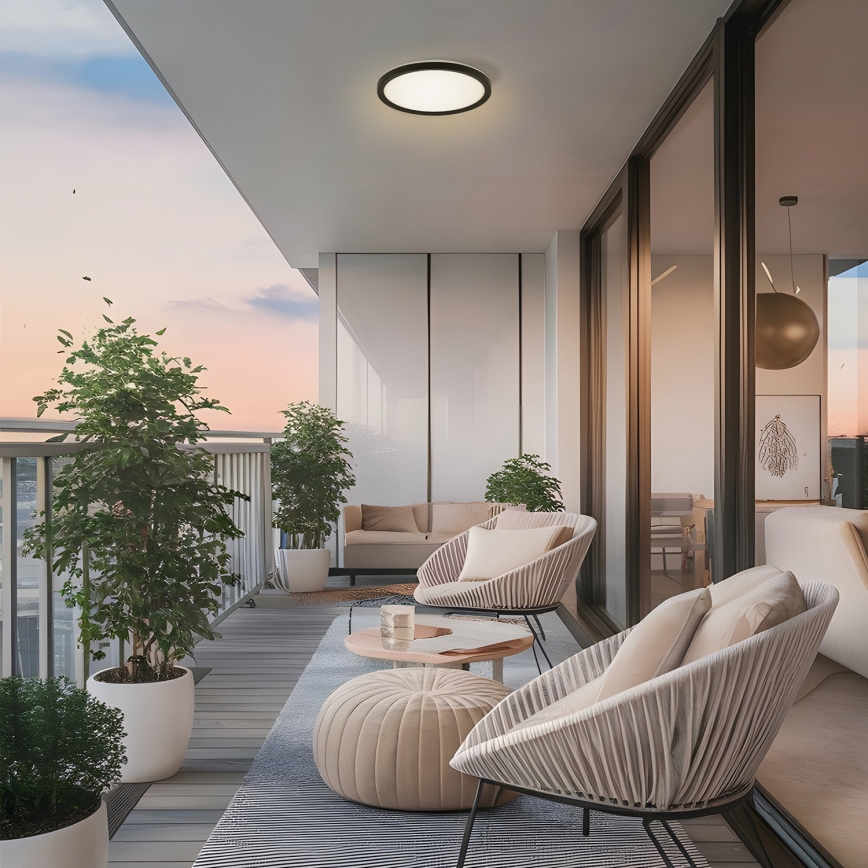 Brilagi - LED Плафон за баня ULTRA SLIM LED/12W/230V Ø 22,5 см черен IP54