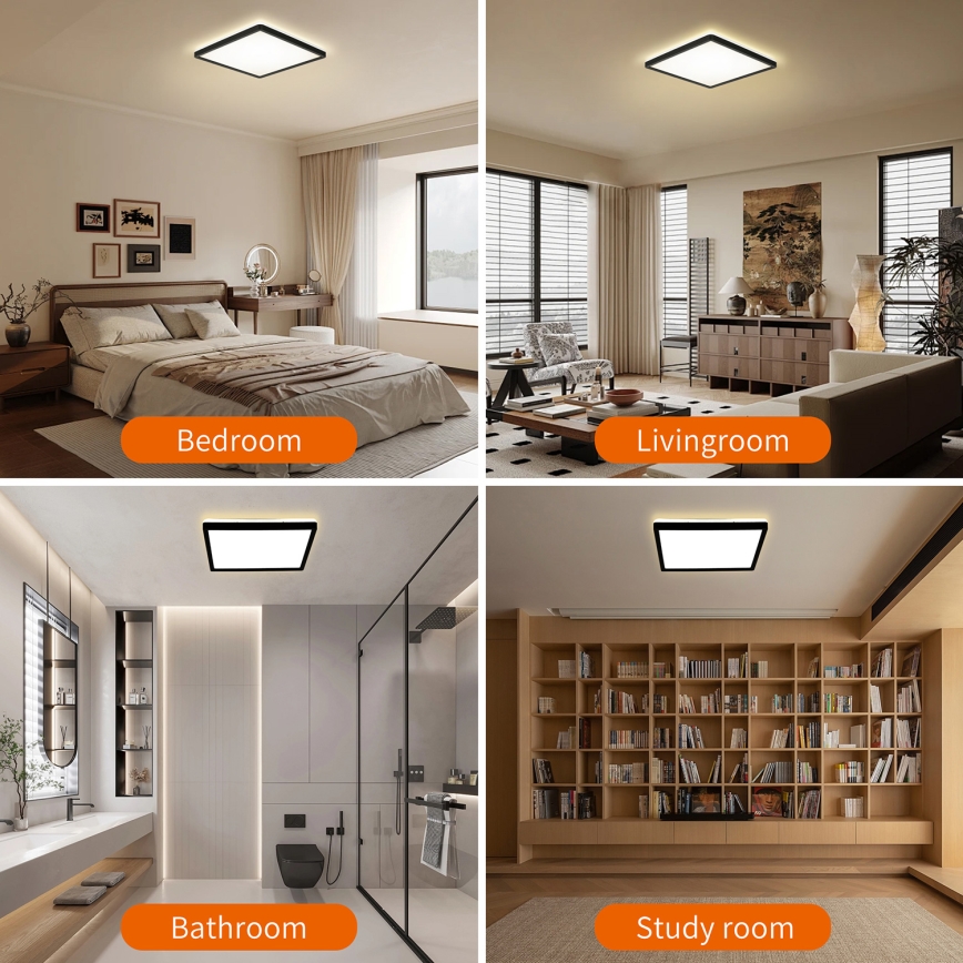 Brilagi - LED Плафон за баня ULTRA SLIM LED/18W/230V 30x30 см черен IP54
