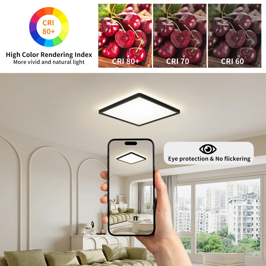 Brilagi - LED Плафон за баня ULTRA SLIM LED/18W/230V 30x30 см черен IP54