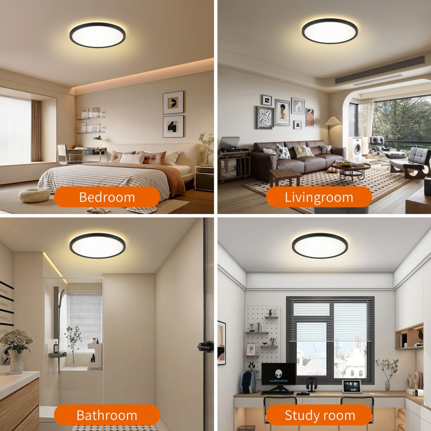 Brilagi - LED Плафон за баня ULTRA SLIM LED/18W/230V Ø 30 см черен IP54