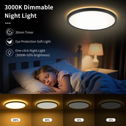 Brilagi - LED Плафон за баня ULTRA SLIM LED/18W/230V Ø 30 см черен IP54