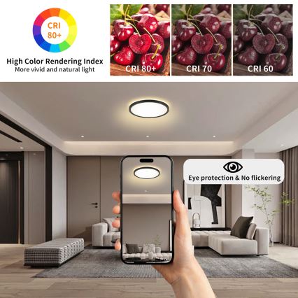 Brilagi - LED Плафон за баня ULTRA SLIM LED/18W/230V Ø 30 см черен IP54