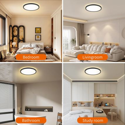Brilagi - LED Плафон за баня ULTRA SLIM LED/24W/230V Ø 42 см черен IP54