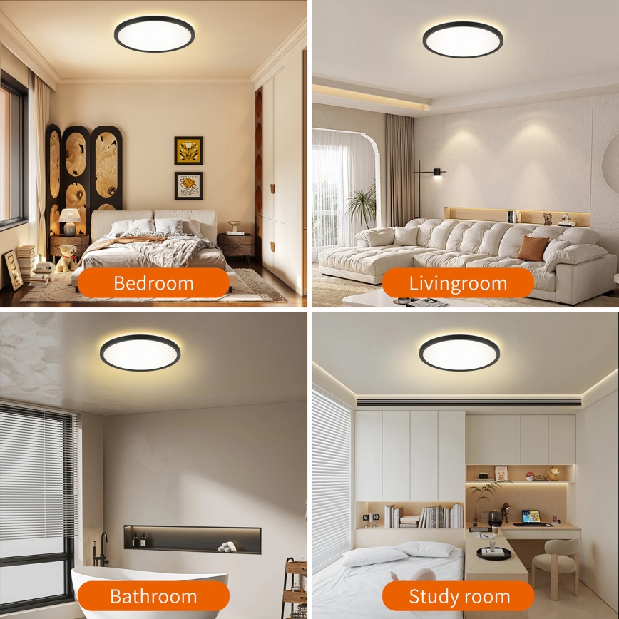 Brilagi - LED Плафон за баня ULTRA SLIM LED/24W/230V Ø 42 см черен IP54