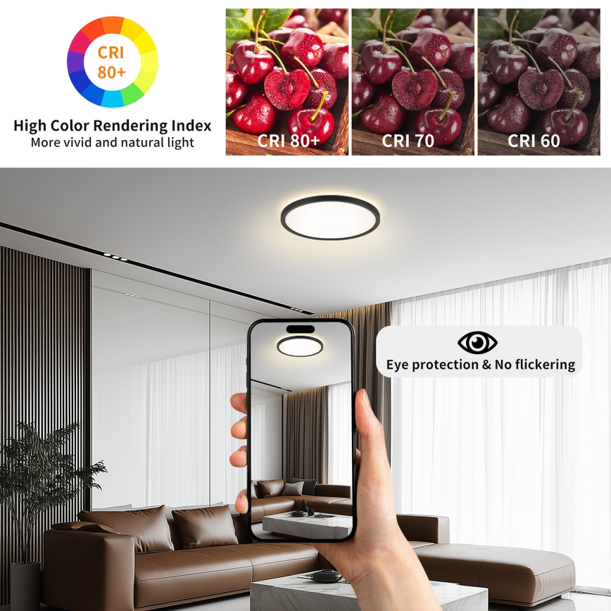 Brilagi - LED Плафон за баня ULTRA SLIM LED/24W/230V Ø 42 см черен IP54