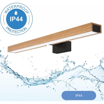 Brilagi - LED Лампа за огледало в баня WOODY MIRROR LED/12W/230V 60 см IP44 дъб/черен