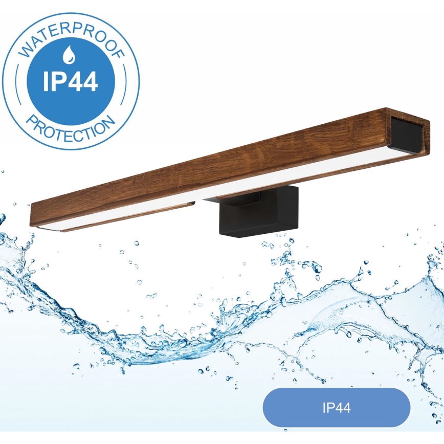 Brilagi - LED Лампа за огледало в баня WOODY MIRROR LED/12W/230V 60 см IP44 дъб череша/черен