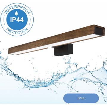 Brilagi - LED Лампа за огледало в баня WOODY MIRROR LED/12W/230V 60 см IP44 дъб орех/черен