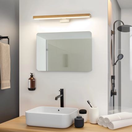 Brilagi - LED Лампа за огледало в баня WOODY MIRROR LED/12W/230V 60 см IP44 дъб/бял