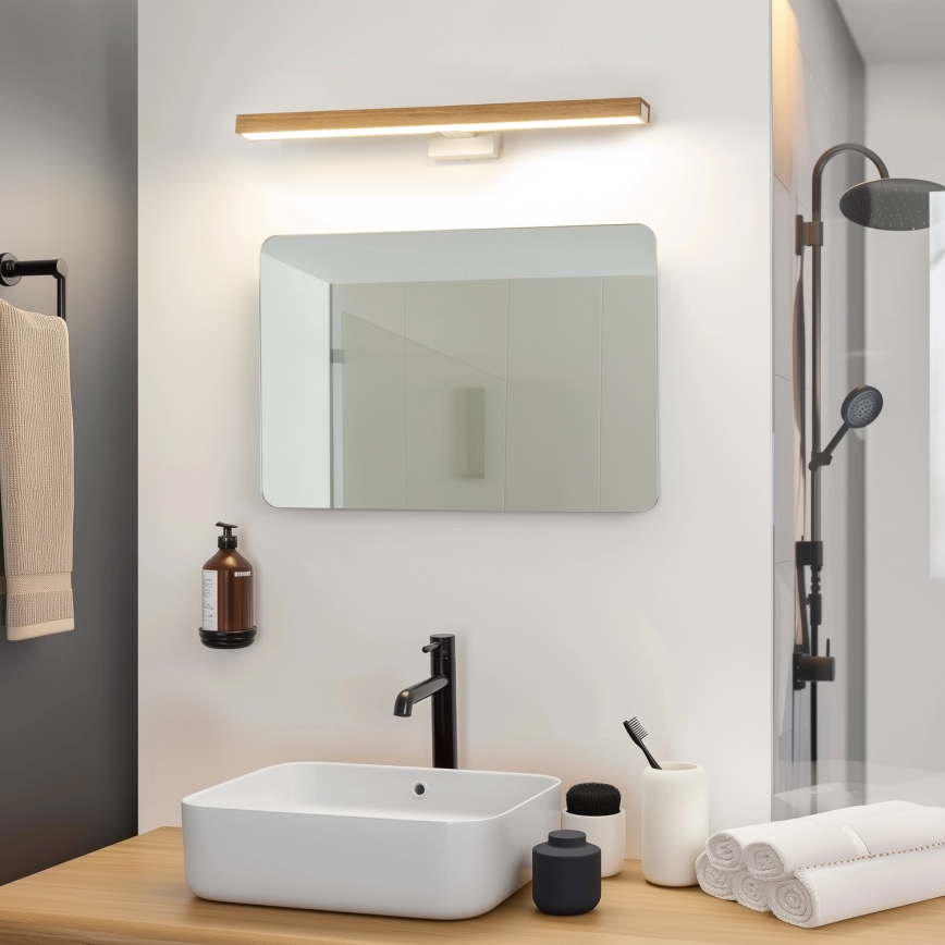 Brilagi - LED Лампа за огледало в баня WOODY MIRROR LED/12W/230V 60 см IP44 дъб/бял