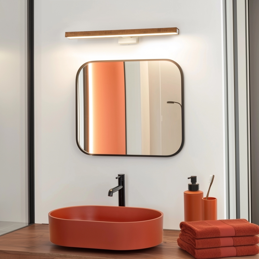 Brilagi - LED Лампа за огледало в баня WOODY MIRROR LED/12W/230V 60 см IP44 дъб череша/бял