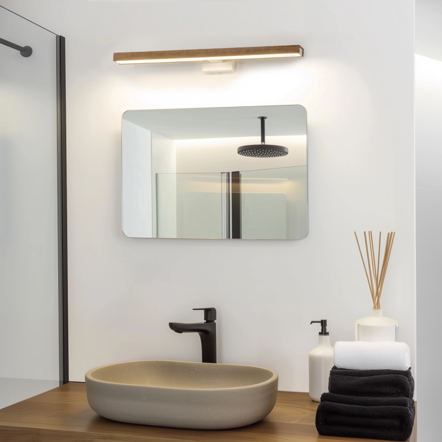 Brilagi - LED Лампа за огледало в баня WOODY MIRROR LED/12W/230V 60 см IP44 дъб орех/бял