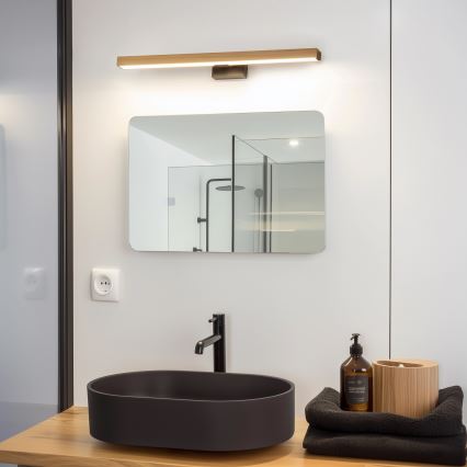 Brilagi - LED Лампа за огледало в баня WOODY MIRROR LED/12W/230V 60 см IP44 дъб/черен