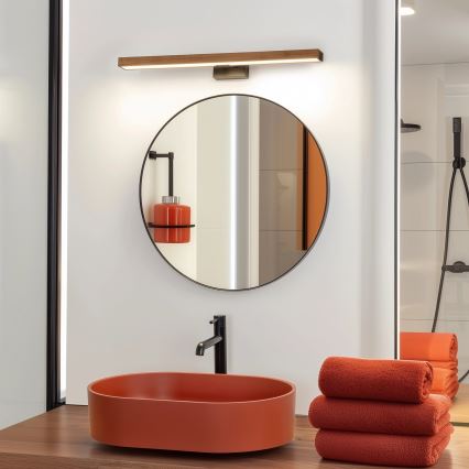 Brilagi - LED Лампа за огледало в баня WOODY MIRROR LED/12W/230V 60 см IP44 дъб череша/черен
