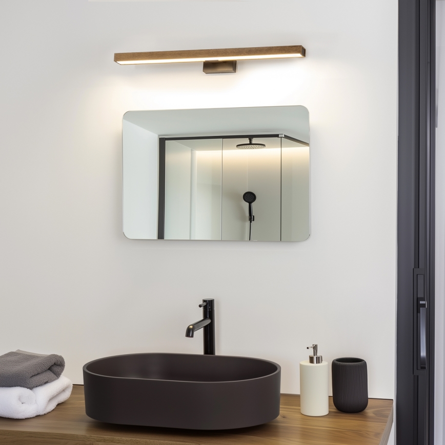 Brilagi - LED Лампа за огледало в баня WOODY MIRROR LED/12W/230V 60 см IP44 дъб орех/черен