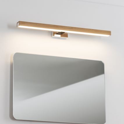 Brilagi - LED Лампа за огледало в баня WOODY MIRROR LED/12W/230V 60 см IP44 дъб/лъскав хром