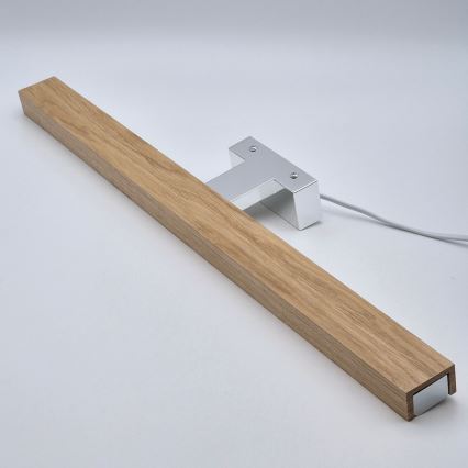 Brilagi - LED Лампа за огледало в баня WOODY MIRROR LED/12W/230V 60 см IP44 дъб/лъскав хром
