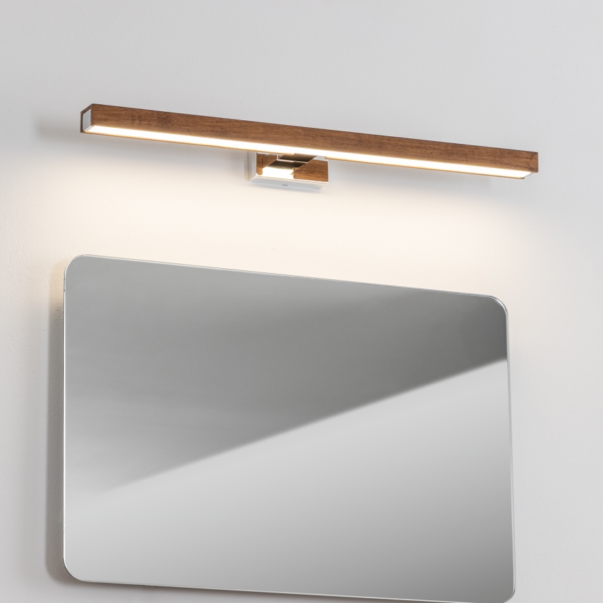 Brilagi - LED Лампа за огледало в баня WOODY MIRROR LED/12W/230V 60 см IP44 дъб череша/лъскав хром