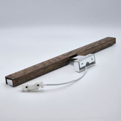 Brilagi - LED Лампа за огледало в баня WOODY MIRROR LED/12W/230V 60 см IP44 дъб орех/лъскав хром