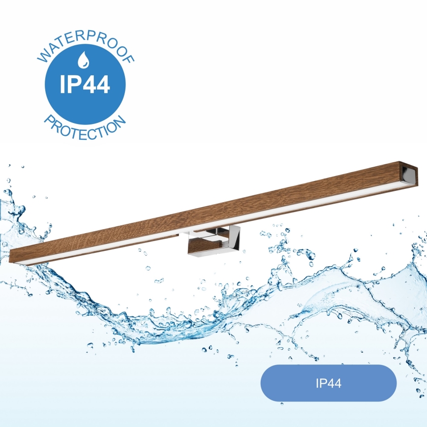 Brilagi - LED Лампа за огледало в баня WOODY MIRROR LED/15W/230V 90 см IP44 дъб череша/лъскав хром