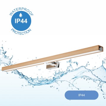 Brilagi - LED Лампа за огледало в баня WOODY MIRROR LED/15W/230V 90 см IP44 дъб/лъскав хром