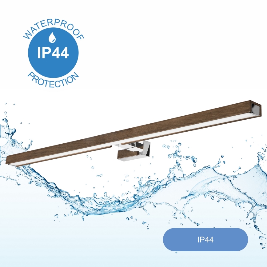 Brilagi - LED Лампа за огледало в баня WOODY MIRROR LED/15W/230V 90 см IP44 дъб орех/лъскав хром