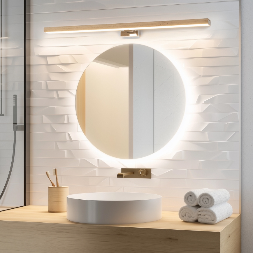 Brilagi - LED Лампа за огледало в баня WOODY MIRROR LED/15W/230V 90 см IP44 дъб/бял