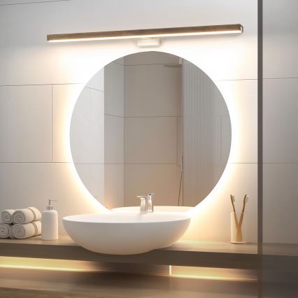 Brilagi - LED Лампа за огледало в баня WOODY MIRROR LED/15W/230V 90 см IP44 дъб орех/бял