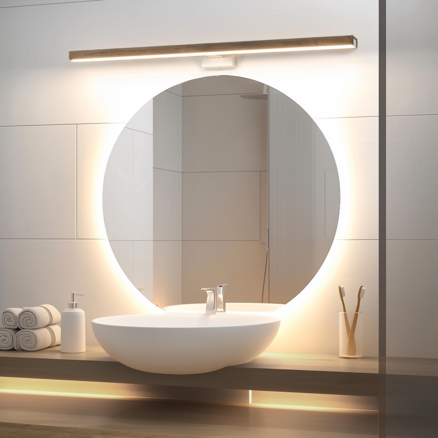 Brilagi - LED Лампа за огледало в баня WOODY MIRROR LED/15W/230V 90 см IP44 дъб орех/бял