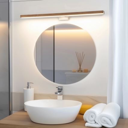 Brilagi - LED Лампа за огледало в баня WOODY MIRROR LED/15W/230V 90 см IP44 дъб череша/бял