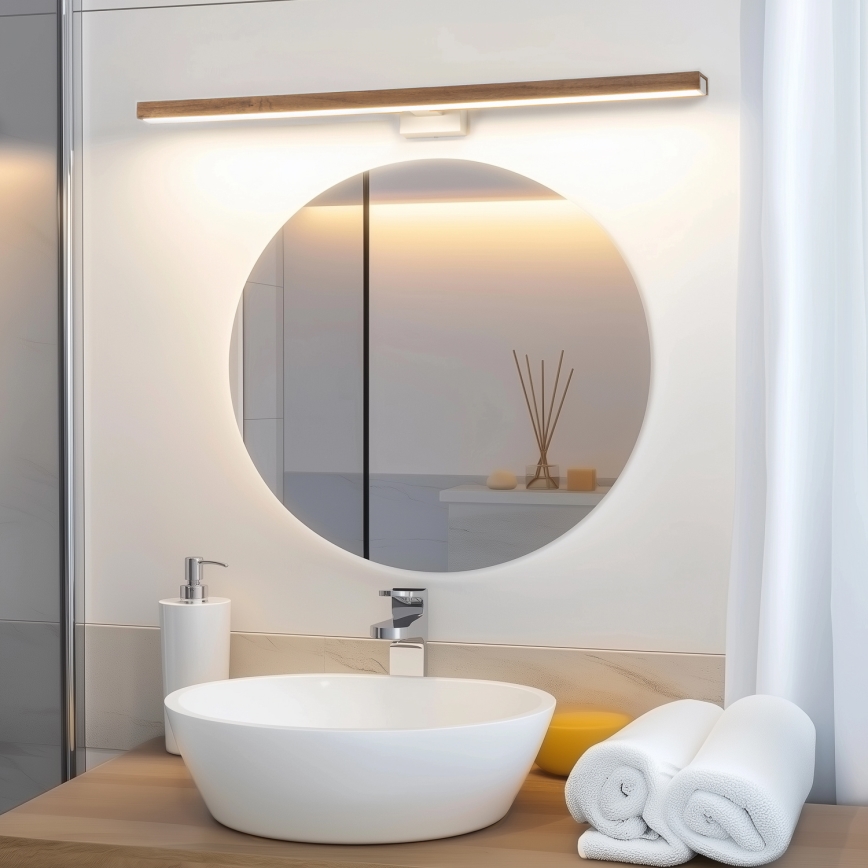 Brilagi - LED Лампа за огледало в баня WOODY MIRROR LED/15W/230V 90 см IP44 дъб череша/бял