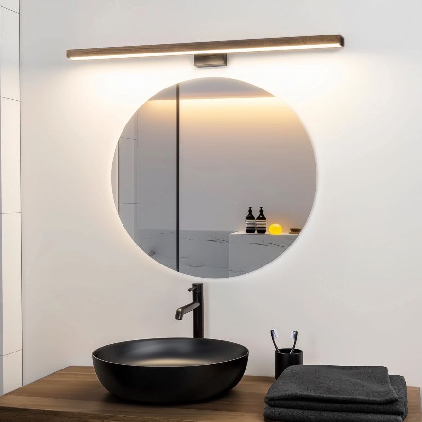 Brilagi - LED Лампа за огледало в баня WOODY MIRROR LED/15W/230V 90 см IP44 дъб орех/черен