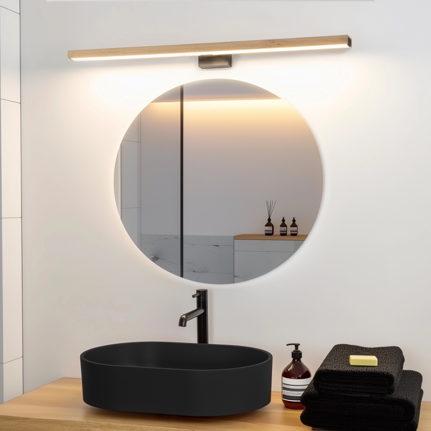 Brilagi - LED Лампа за огледало в баня WOODY MIRROR LED/15W/230V 90 см IP44 дъб/черен