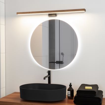 Brilagi - LED Лампа за огледало в баня WOODY MIRROR LED/15W/230V 90 см IP44 дъб череша/черен
