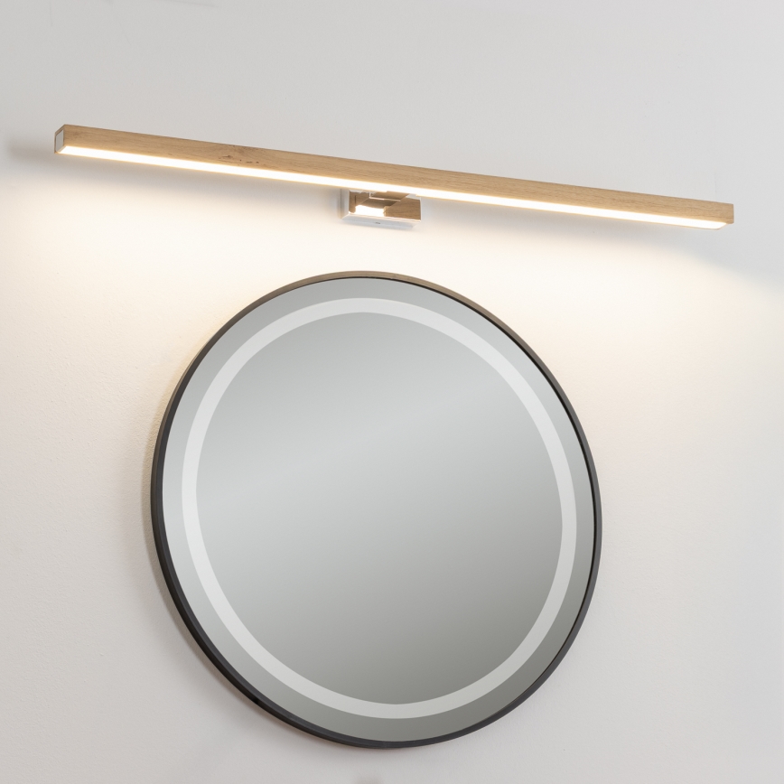 Brilagi - LED Лампа за огледало в баня WOODY MIRROR LED/15W/230V 90 см IP44 дъб/лъскав хром