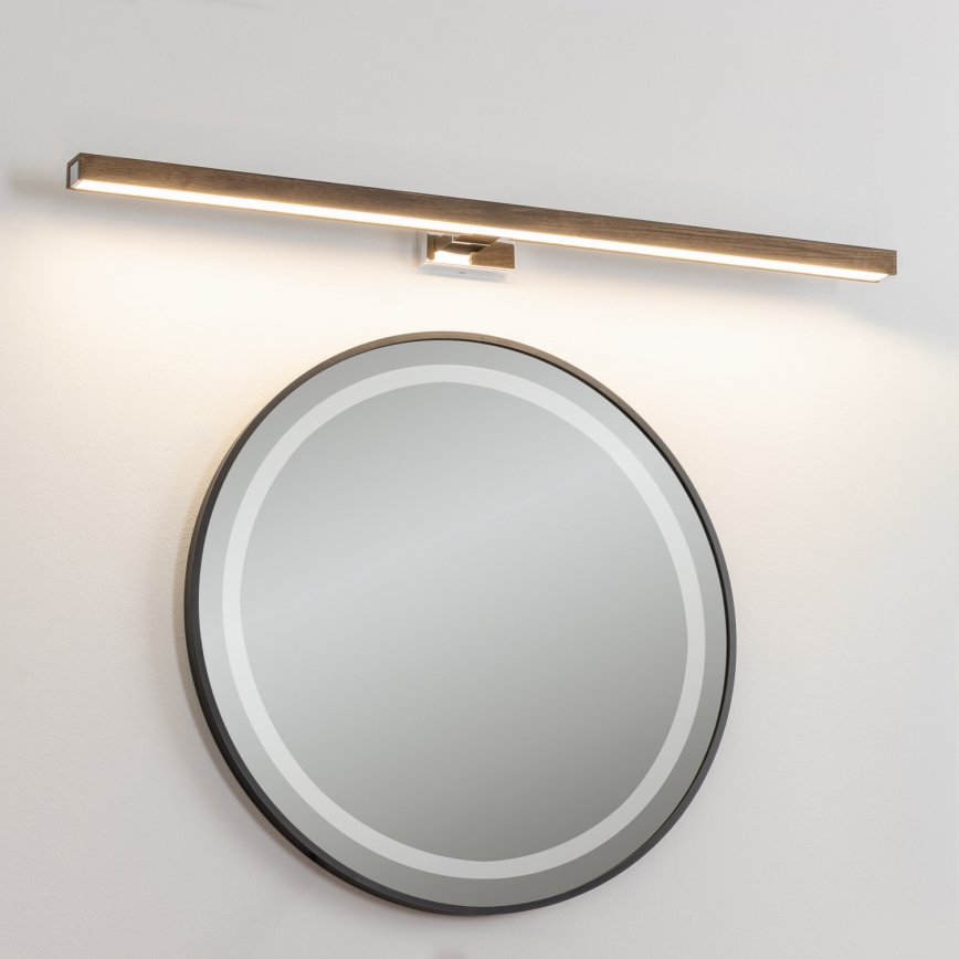 Brilagi - LED Лампа за огледало в баня WOODY MIRROR LED/15W/230V 90 см IP44 дъб орех/лъскав хром