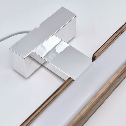 Brilagi - LED Лампа за огледало в баня WOODY MIRROR LED/15W/230V 90 см IP44 дъб орех/лъскав хром