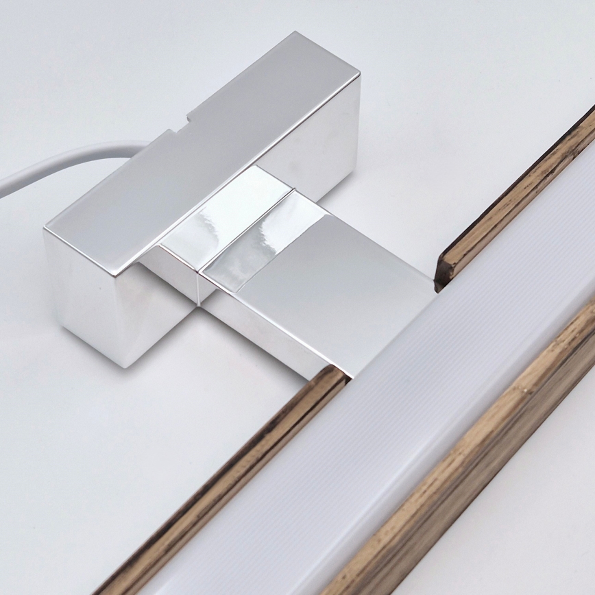 Brilagi - LED Лампа за огледало в баня WOODY MIRROR LED/15W/230V 90 см IP44 дъб орех/лъскав хром