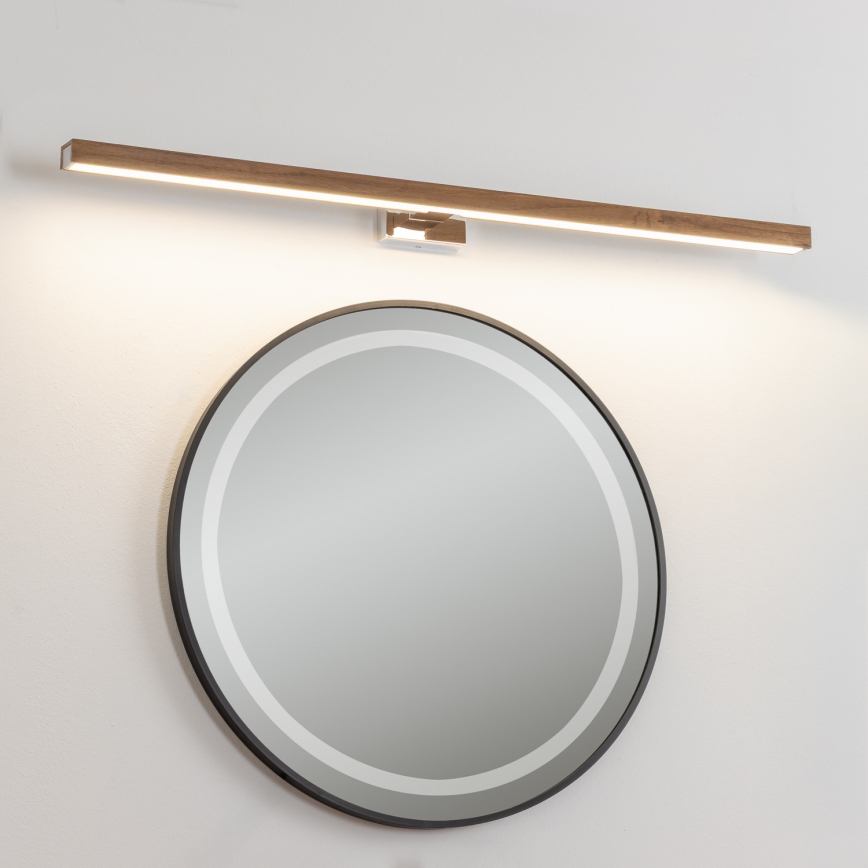 Brilagi - LED Лампа за огледало в баня WOODY MIRROR LED/15W/230V 90 см IP44 дъб череша/лъскав хром
