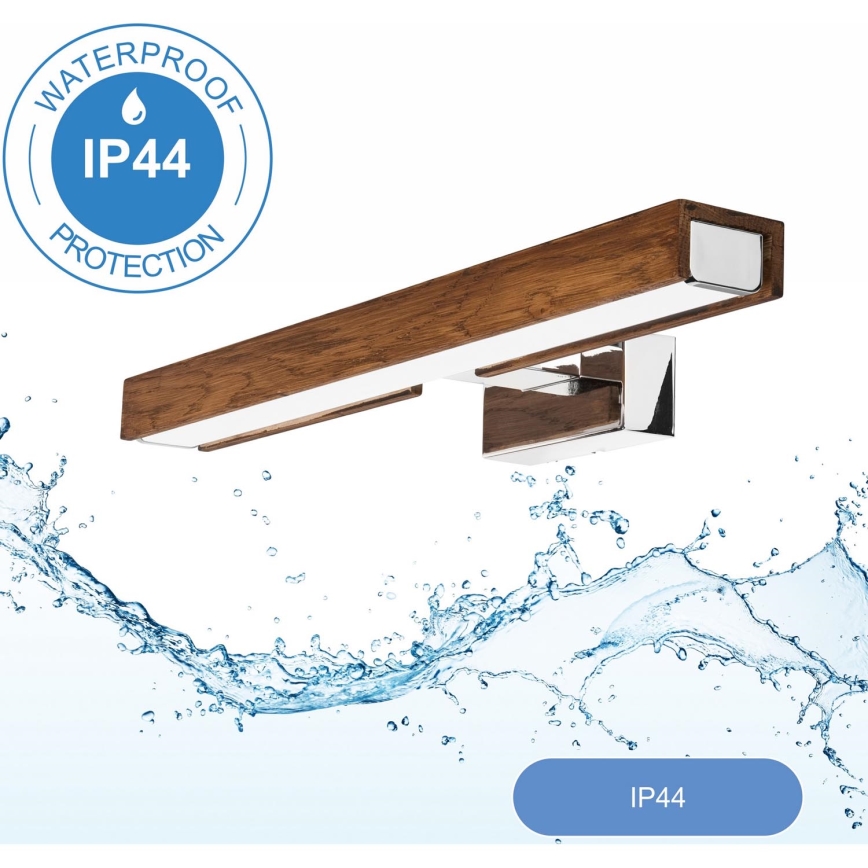 Brilagi - LED Лампа за огледало в баня WOODY MIRROR LED/8W/230V 40 см IP44 дъб череша/лъскав хром