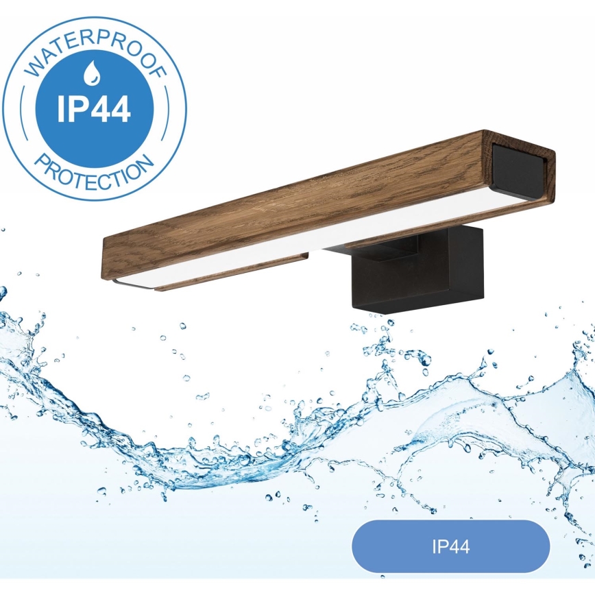 Brilagi - LED Лампа за огледало в баня WOODY MIRROR LED/8W/230V 40 см IP44 дъб орех/черен