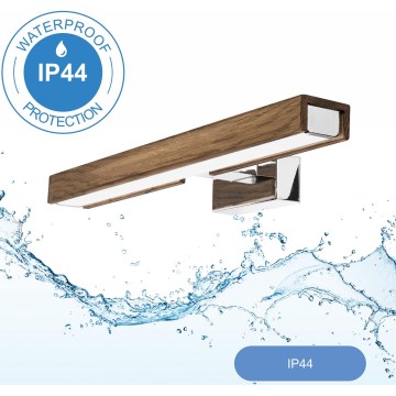 Brilagi - LED Лампа за огледало в баня WOODY MIRROR LED/8W/230V 40 см IP44 дъб орех/лъскав хром