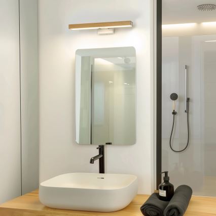 Brilagi - LED Лампа за огледало в баня WOODY MIRROR LED/8W/230V 40 см IP44 дъб/бял