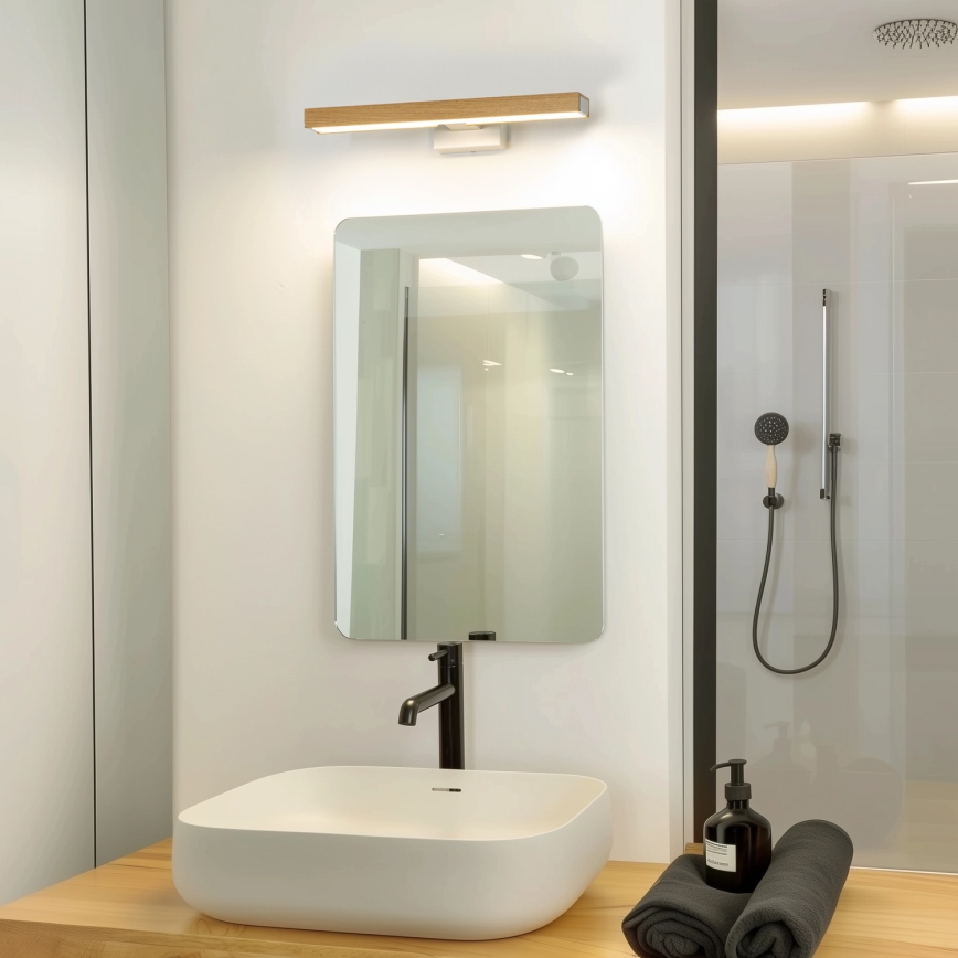 Brilagi - LED Лампа за огледало в баня WOODY MIRROR LED/8W/230V 40 см IP44 дъб/бял