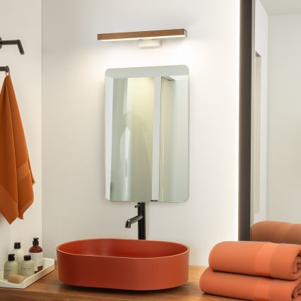 Brilagi - LED Лампа за огледало в баня WOODY MIRROR LED/8W/230V 40 см IP44 дъб череша/бял