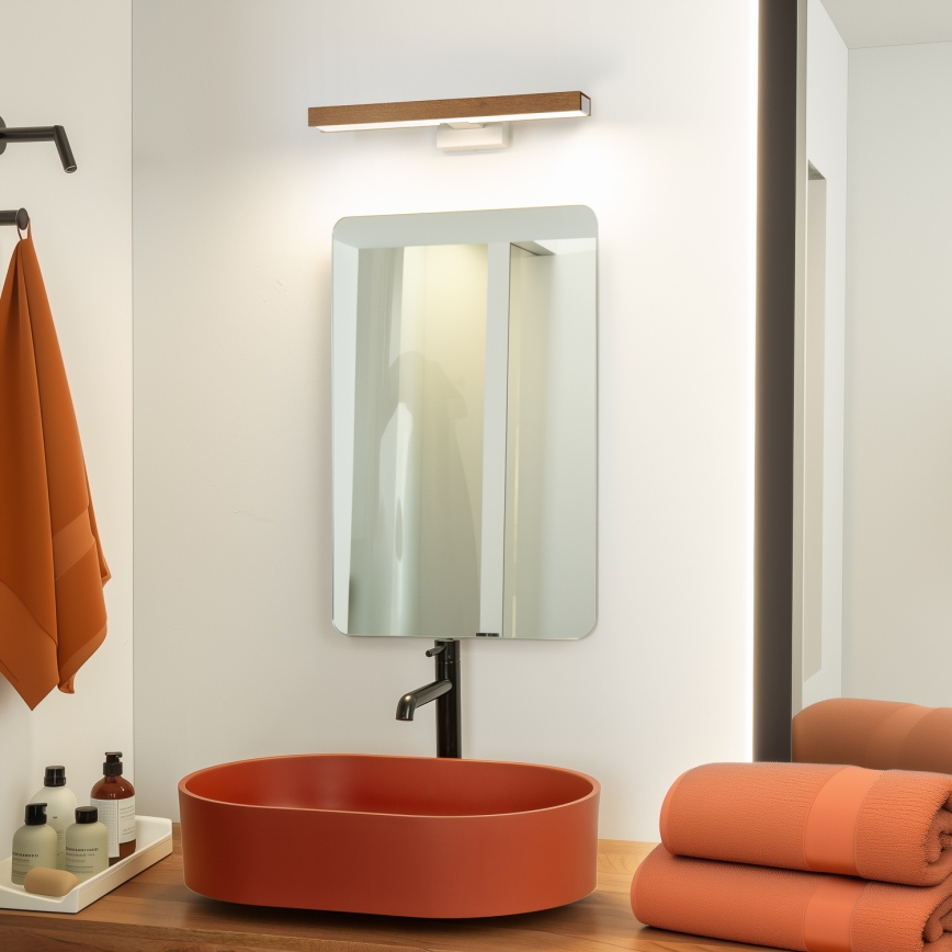 Brilagi - LED Лампа за огледало в баня WOODY MIRROR LED/8W/230V 40 см IP44 дъб череша/бял