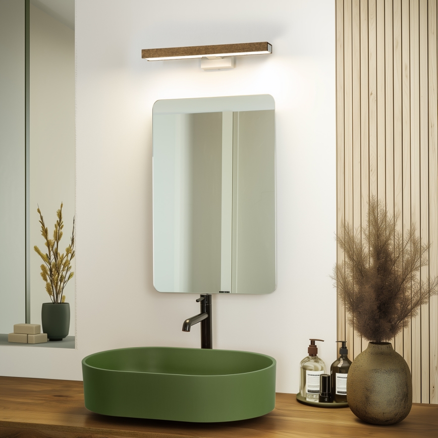 Brilagi - LED Лампа за огледало в баня WOODY MIRROR LED/8W/230V 40 см IP44 дъб орех/бял